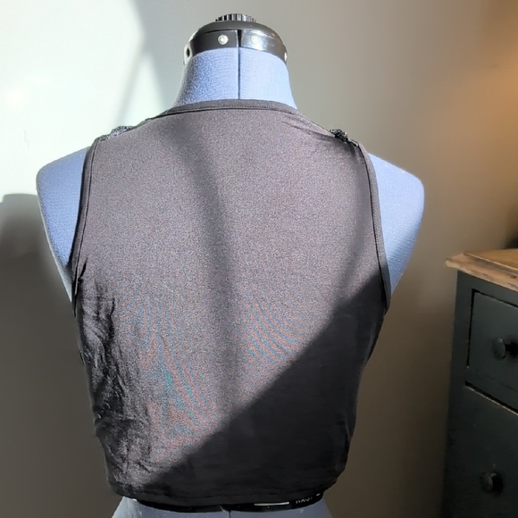 SHEIN Gray Asymmetrical Embellished Sleeveless Tank Top - Picture 5 of 6